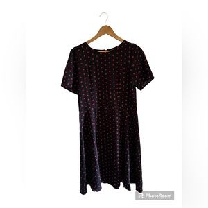 Dark blue & red polka dotted Valentine’s Day woman’s Short sleeved dress 2XL NEW